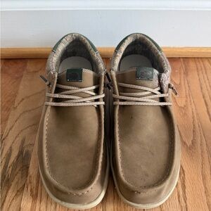 Hey Dude Men's Casual Slip-On Loafers in Tan with Green Trim